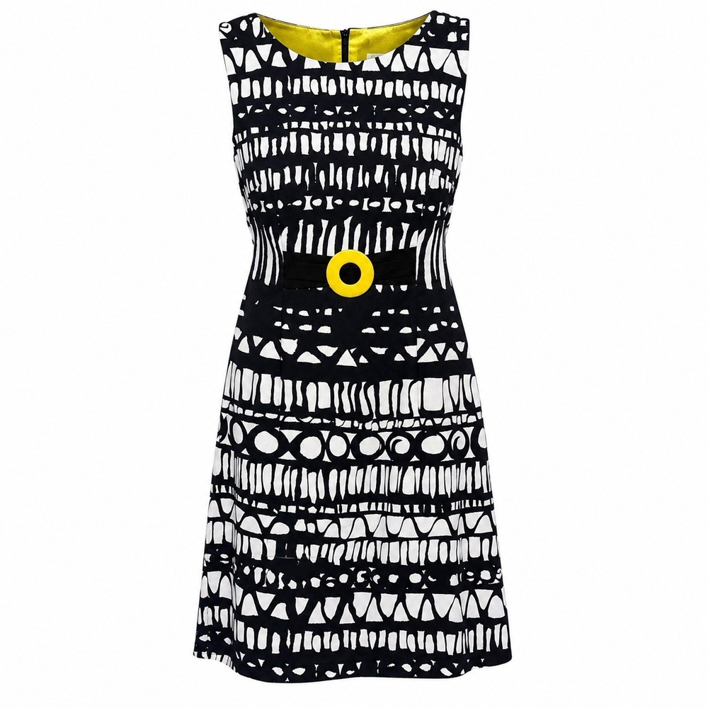 Connected Apparel Mod Retro Geometric Sheath Dress Women 12 Tribal Avant Garde